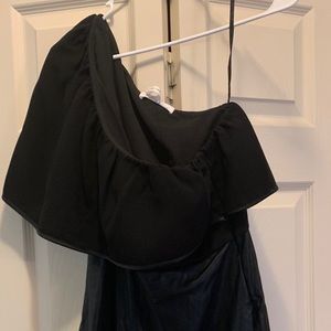 BCBG mini leather one-shoulder LBD